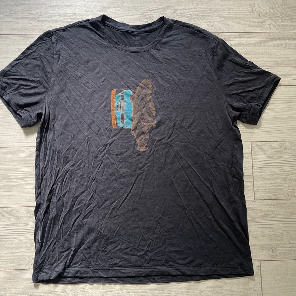 Icebreaker Tech Lite Merino Wool SS T-Shirt Bear Tour Graphic Size XL